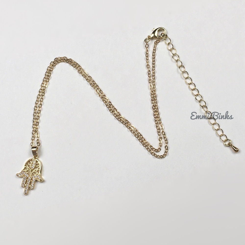 New Turkish Hamsa Hand Gold Plated Protection Pendant Charm Necklace - Picture 3 of 15